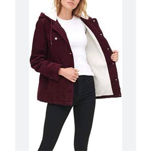 Levi’s the Mia Corduroy Hooded  Sherpa Trucker Jacket Sz S
